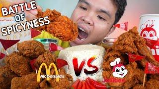 SPICY JOLLIBEE CHICKENJOY VS SPICY CHICKEN MCDO MUKBANG | BATTLE OF SPICYNESS