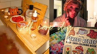 SELF CARE NIGHT VLOG! | bubble bath, coloring, skincare, & venting like we’re on facetime