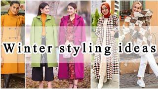 Western winter Fashion Look for Muslim Girls/Dressing style 2024-25/winter dress designs