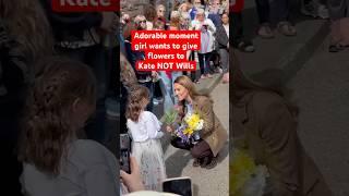 Adorable moment young girls wants to give Kate not Wills her flowers