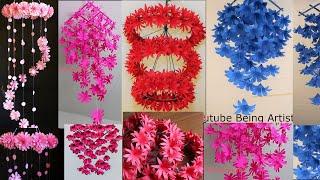 5 Beautiful Paper Flower Wall Hanging- Paper Craft - Paper Flower