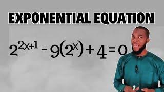 Exponential equation | 2²ˣ⁺¹ - 9(2ˣ) + 4 = 0