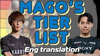 Mago's Tierlist Translated + Tokido's Thoughts (SF6 Season 2)