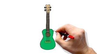 How to draw a guitar step by step for kids