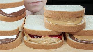 ASMR Nutella Marshmallow, PBJ, PB Almond Butter, Nutella Cashew Butter Sweet Sandwiches Mukbang 먹방