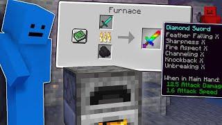 Minecraft Manhunt, But Smelting Gives OP ENCHANTS!