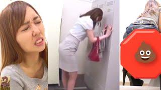 Girls Fart & Poop in Toilet 