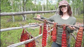 Drying Salmon the Traditional Way in Remote Alaska | Grizzlies, Off-Grid Life, & Foraging