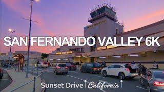 Driving in San Fernando Valley from Whiteman Airport to Hollywood Burbank Airport at Sunset