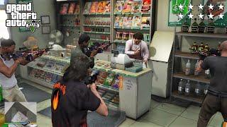 GTA 5 - Franklin, Lamar, Michael, Trevor, Chef and Wade's TEN STAR COP BATTLE/ESCAPE