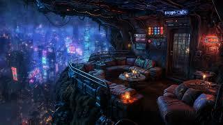  Escape Cafe: Relaxing above the Digital Metropolis | Rain and Ambient Music | 4K | 10 hours