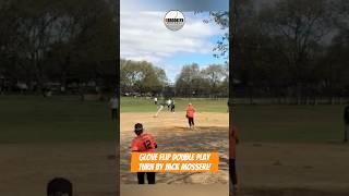 Jack Mosseri flips it with his glove to turn the double play! #bkssoftball
