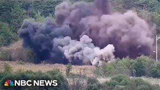 North Korea blows up inter-Korean road and rail line near border