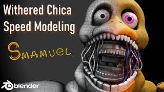 Making a Withered Chica model! (Speed Modeling) [BLENDER/FNAF]