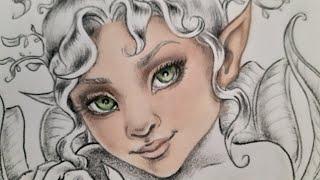 Super quick and easy skin with pastels! Christine Karron's 'Seedling'- Adult colouring