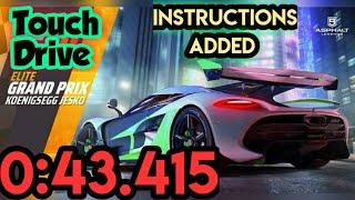 Asphalt 9| TouchDrive | KOENIGSEGG JESKO-Elite Grand Prix R6 | 0:43.415 | Instructions Added