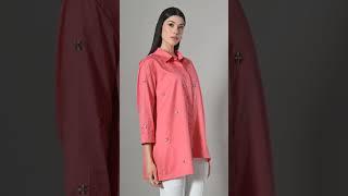 A perfect blend of elegance and everyday ease. This blush pink  shirt is delicately embroidered.