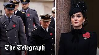 Remembrance Sunday: Princess of Wales watches on as King Charles lays wreath