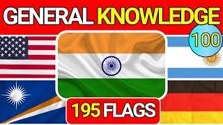  Can You Guess All 195 Flags Correctly? General Knowledge Quiz Trivia 100 ️‍|