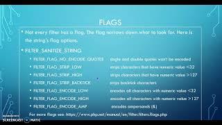 PHP Sanitize Filters and Flags presentation