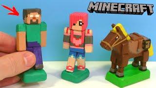 МАЙНКРАФТ из ПЛАСТИЛИНА - Диана Найкова, Хиробрин и Лошадь | Minecraft with Clay