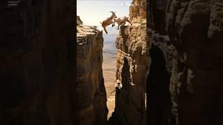  Insane Goat Leap Over Deadly Canyon Drop!️ 절벽에서 염소가 뛰어내리다 #shorts #shortvideo #goat #wildlife