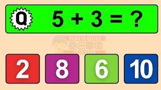 20 Math Quiz for Kids | One Digit Addition Quiz