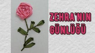 Kurdele nakışı nasıl yapılır-Havluya kurdele nakışından Gül işleme
