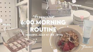 6AM Morning routine ! ⋆౨ৎ˚⟡˖ ࣪   | Skincare , productive morning routine , slice of life