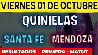 Quinielas Primera y matutina de Santa fé y Mendoza Viernes 1 de Octubre