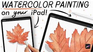 Digital watercolor leaf tutorial in PROCREATE  (easy maple leaf painting on your iPad!)