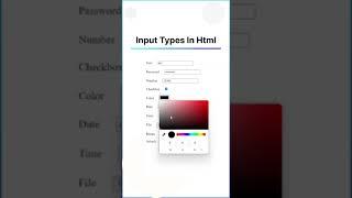 Input Types In Html | HTML Tips | #html #css #javascript #code #shorts