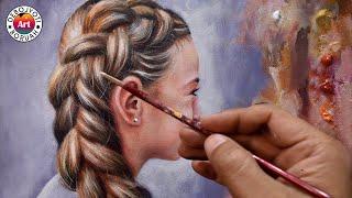 Easiest Realistic Hair Painting Tutorial in Acrylic on Canvas | Step by Step by Debojyoti Boruah