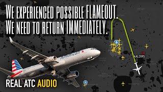 We need to return IMMEDIATELY. American Airbus A321 experienced flameout after takeoff. REAL ATC