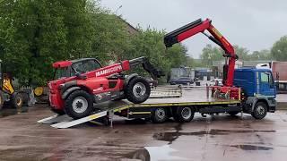 Подбитая Manitou Маниту рассыпалась бортовая эвакуатор MAN