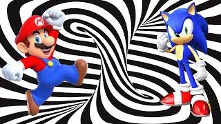 Optical illusion. Mario turns into Sonic