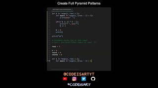 Create Full Pyramid Patterns in Python | Python Examples | Python Coding Tutorial | Python Interview