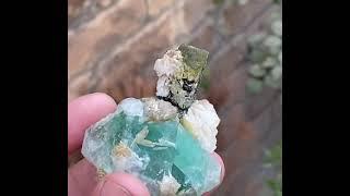 Bi Colour Tourmaline with Green Fluorite and Albite from Stak Nala Pakistan | Fine Art Minerals