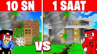 10 SANİYE vs 1 SAAT HORTUM SIĞINAĞI YAPI KAPIŞMASI !! - Minecraft