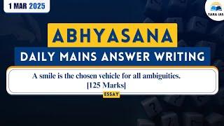 Abhyasana with #TaraIAS Daily Mains Answer Writing Practice Series for UPSC | 1-3-2025 | Essay