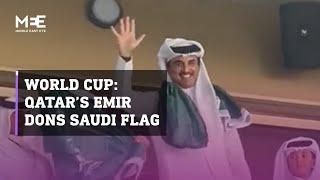 World Cup: Qatari Emir Tamim bin Hamad Al Thani dons Saudi flag at Saudi Arabia-Argentina match