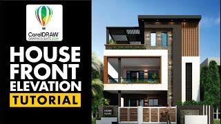 House Front Elevation Design Using Coreldraw / Simple Tricks / Easy Tricks / Ahsan Sabri