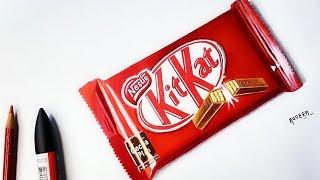 Easy KIT KAT Drawing | 3D KitKat Color Pencil Drawing | Realistic Chocolate Bar Drawing