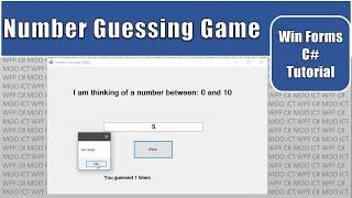 C# Tutorial - Create a number guessing game in Windows Form Application and Visual Studio