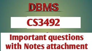 CS3492 important questions for last minute preparation|| Notes for DBMS in tamil||CS3492.