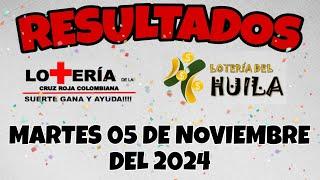 RESULTADO LOTERÍA DE LA CRUZ ROJA, LOTERÍA DEL HUILA DEL MARTES 05 DE NOVIEMBRE DEL 2024