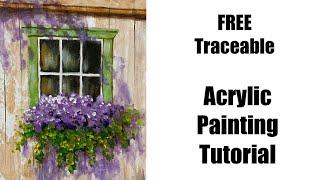 Palette knife painting | FREE traceable | acrylic painting tutorial | step by step instructions