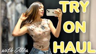 PolkaDot See Through Try On With Alba [4K] Transparent Clothes Try on Haul 