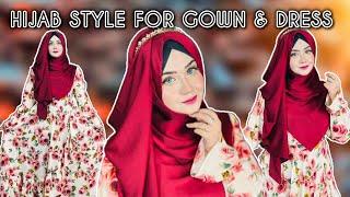 Eid Special Hijab Style for Gowns & Dresses | Princess Hijab Style with a Hairband/ headpiece/crown