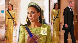 Princess Kate Dazzles In Regal Sash And Sparkling Ribbon For State Banquet at Buckingham Palace